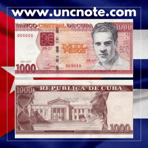 Cuba 1000 Pesos 2010 banknote, obverse featuring José Martí; reverse with University of Havana.