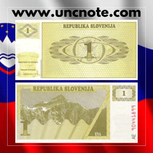 Slovenia 1 Tolar 1990 banknote, front showing honeybee; back with edelweiss flower.