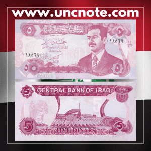 Irak 5 Dinares Saddam Hussein 1992