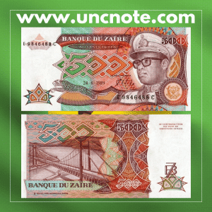 Zaire 500 Zaires 1989