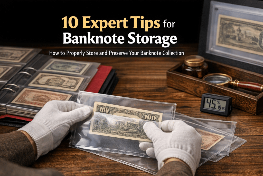 banknote storage and preservation using protective sleeves and gloves
