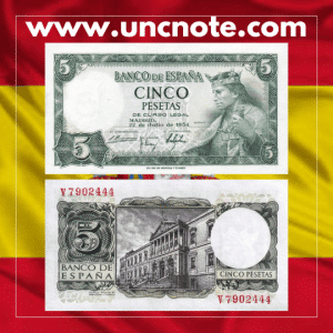 Spain 5 Pesetas 1954 Alfonso X banknote