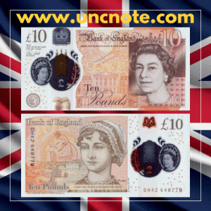 England 10 Pounds 2016 polymer banknote Jane Austen