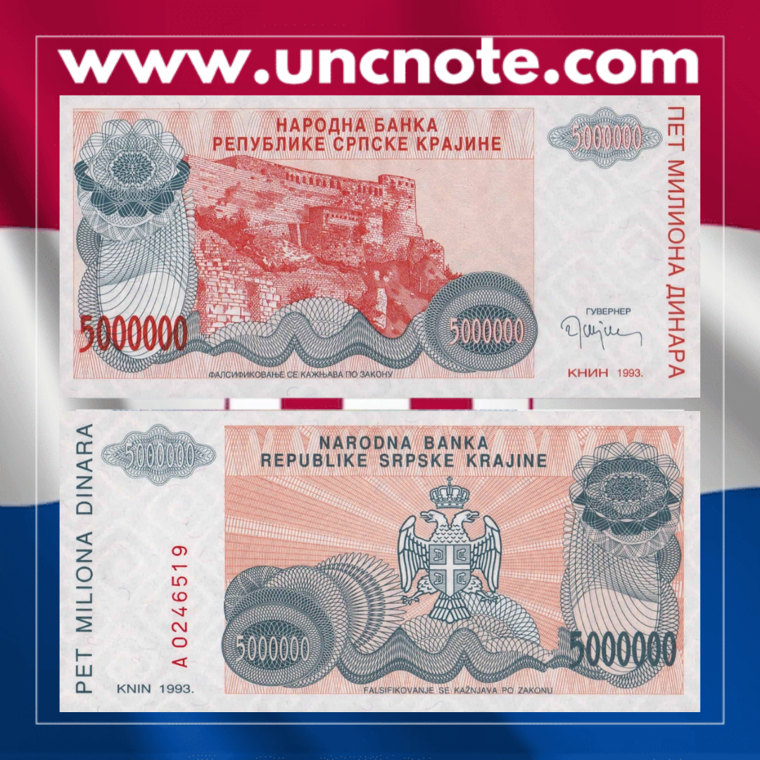 Croatia 5000000 Dinara 1993