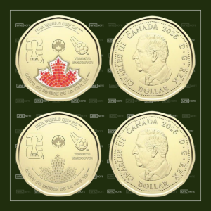 Canada Set of 2 Coins 1 Dollar FIFA World Cup 2026 UNC
